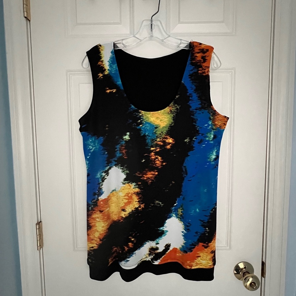 Multicolor Abstract Women's Top - Reversible to all Black - NWOT